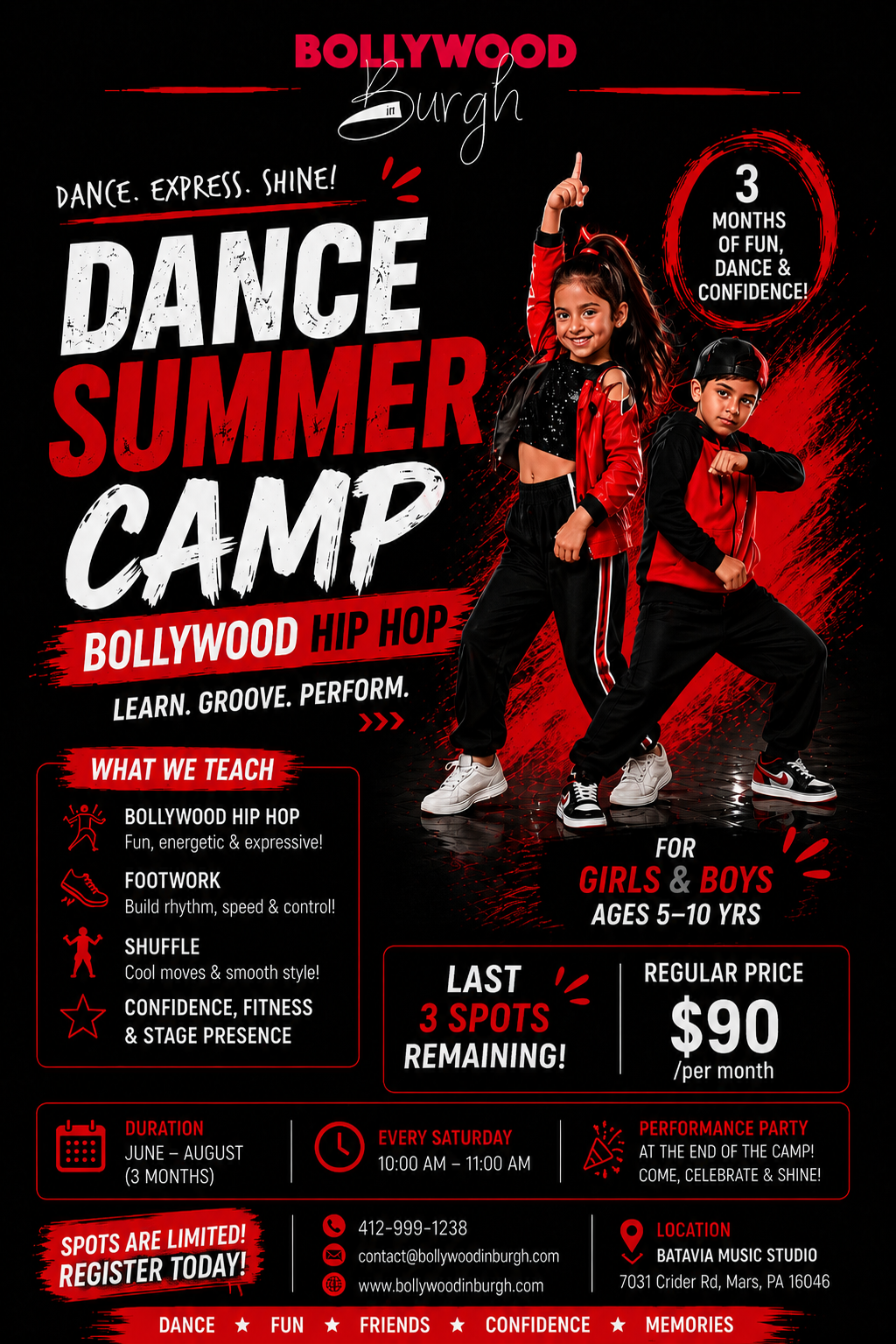 Bollywood Kids Summer Dance Class in Pittsburgh